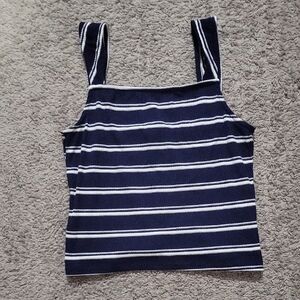 Striped Square-Neck Tank Top - Navy/White